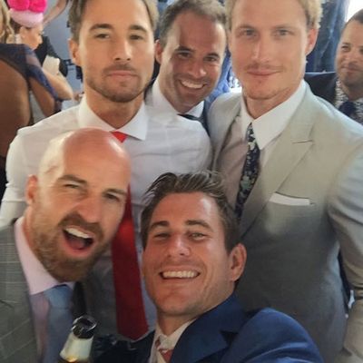 The Bachelorette men: Alex Cameron, Michael Turnbull, Richie Strahan and Dave Billsborrow (with a random guy in the middle)