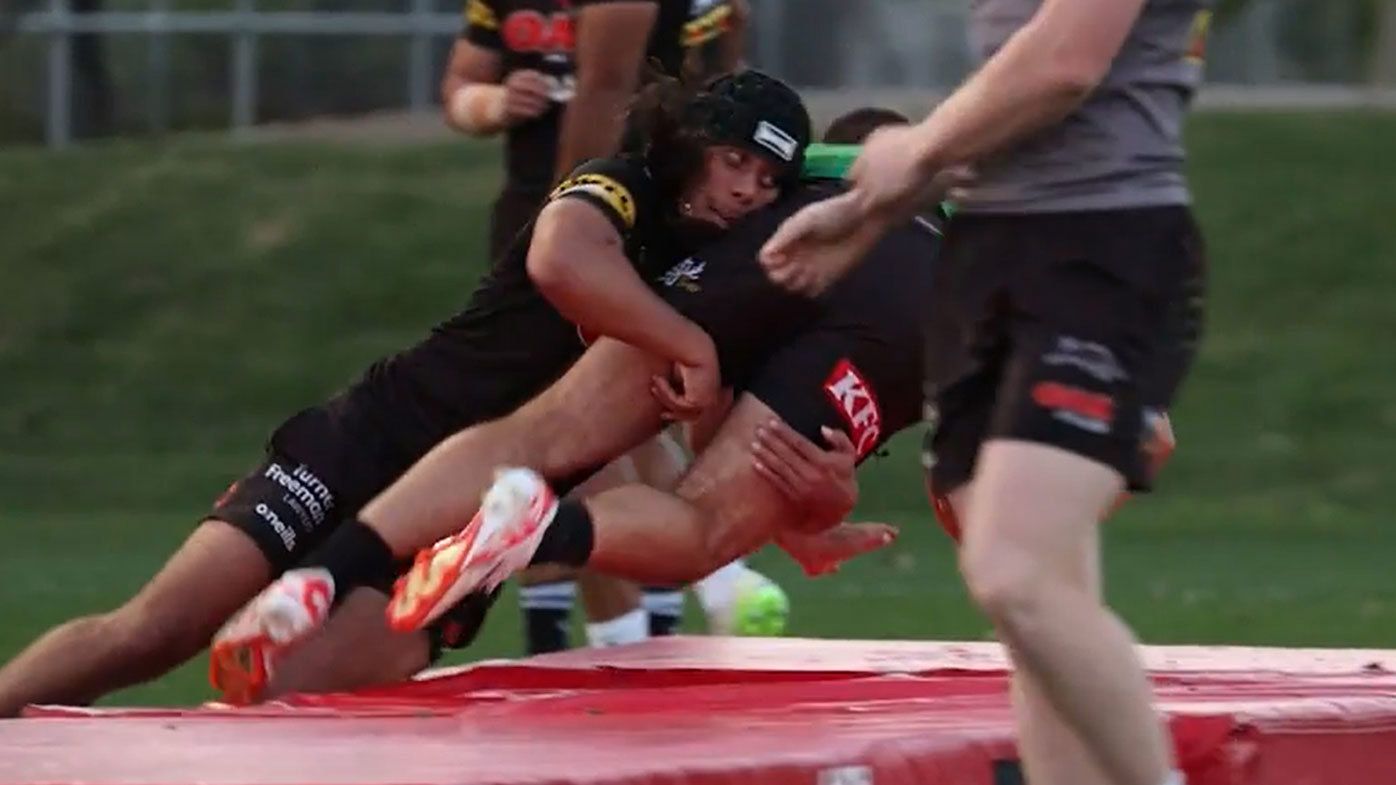 Vision obtained by 9News showed Jarome Luai undergoing a strenuous tackle test at training