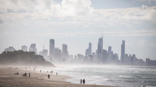 People on a Gold Coast beach last month.