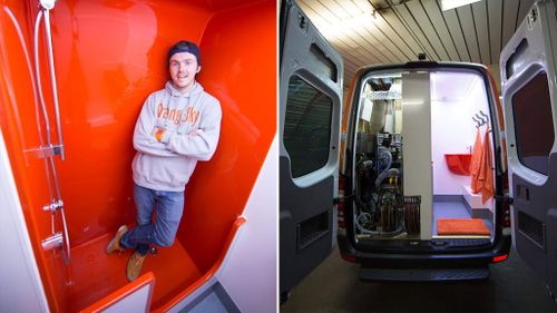 Orange Sky Laundry inventors unveil shower van for the homeless