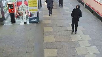 In this grab from CCTV footage provided by the Metropolitan Police on Thursday, Oct. 5, 2023, Jaswant Singh Chail walks at Windsor Railway Station on Dec. 23, 2021, in Windsor, England. 