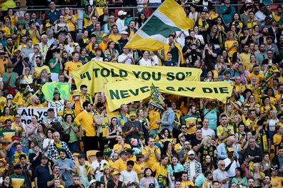 Australia fans show support for their beloved Matildas.