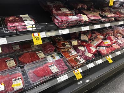Coles meat display