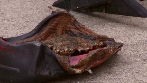 The melted plastic fuel tank used in the alleged arson attack at Republica. (9NEWS)