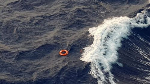 One passenger tweeted this image from the ship, saying the conditions were "horrendous" and that during the search the cruise was circling repeatedly trying to find the woman. (Image: Twitter/Jonathan Trevithick)