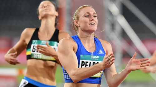 Pearson told 9NEWS she isn't placing pressure on herself for the World Indoor Championships in Birmingham because she wants to perform on her home turf (AAP).