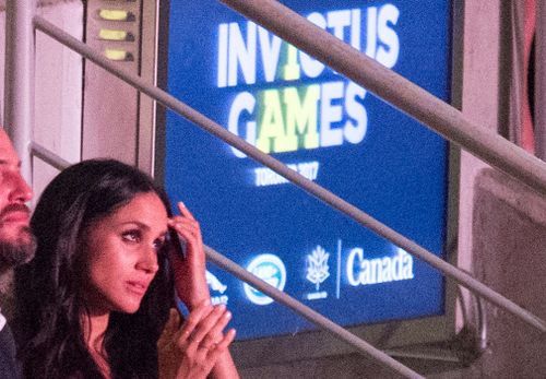 Meghan Markle was spotted in the crowd at Prince Harry's Invictus Games. (AAP)