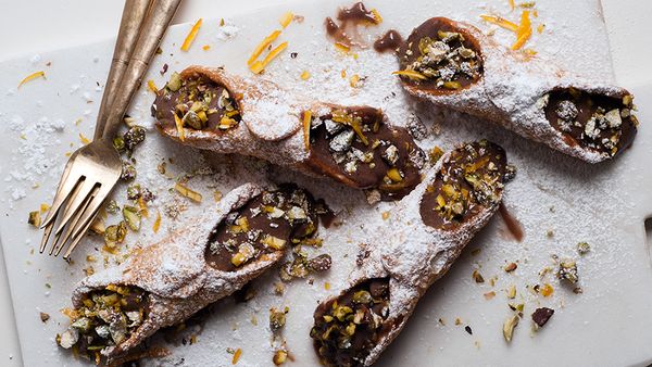 Chocolate pistachio cannoli by Pauls