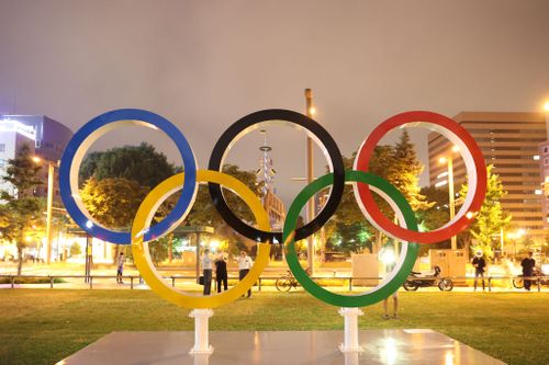 SAPPORO, JAPAN - JULY 20: Olympic rings at Odori Park ahead of the Tokyo 2020 Olympic Games on July 20, 2021 in Sapporo Hokkaido, Japan. (Photo by Masashi Hara/Getty Images)
