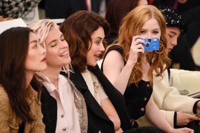 Chanel Haute Couture Spring 2017. Front row with models Liu Wen, Cecil Cassel, Olga Kurylenko and Ellie Bamber.
