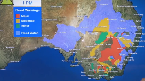 An expansive flood watch has been issued for the eastern states, as broad swathes of NSW and Victoria remain in flood. 