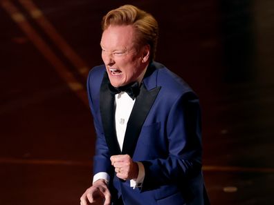 Host Conan O'Brien delivers his opening monologue at the Oscars ceremony on March 15, 2026.