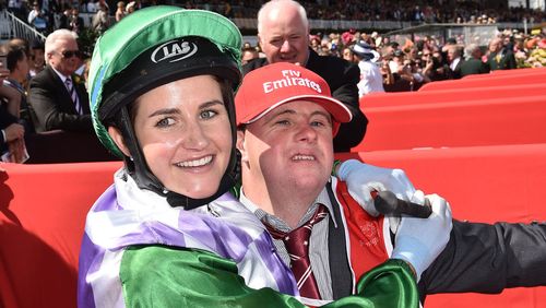 Michelle Payne with brother and strapper Steven. (AAP)