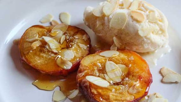 Liliana Battle's honey roasted peaches with toasted almonds
