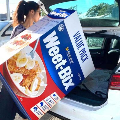 Weet-Bix promote jumbo-sized 'Value Pack' bigger than your car boot