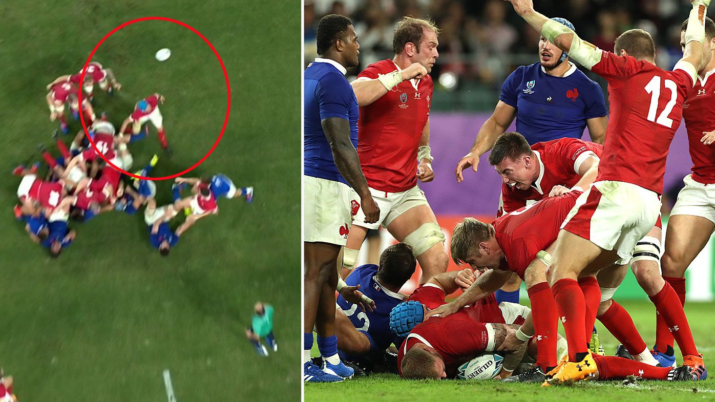 The strip that on TMO review was called not forward and led to Wales&#x27; decisive game-winning try against France