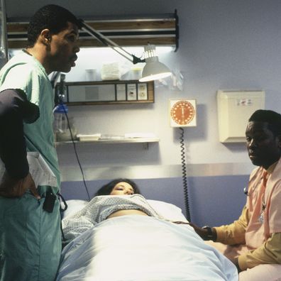 Eriq La Salle Deezer D on the set of ER in 1995