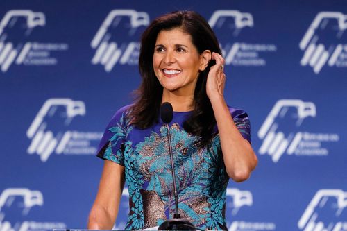 Former South Carolina Republican Governor Nikki Haley speaks at the Republican Jewish Coalition Annual Leadership Meeting in Las Vegas, Nevada, on November 19, 2022 