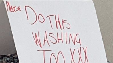 teenager note over laundry