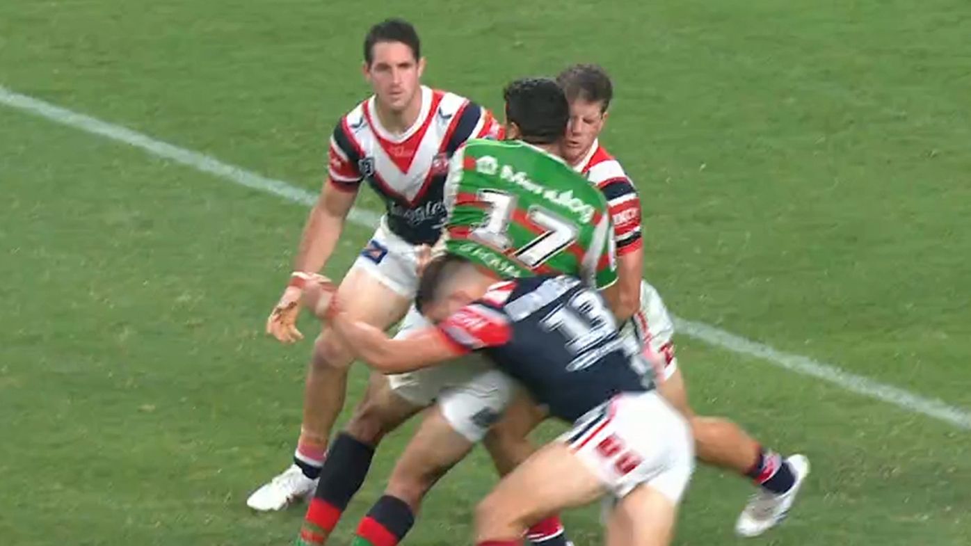 Souths are fuming over this hip-drop tackle on Shaquai Mitchell.