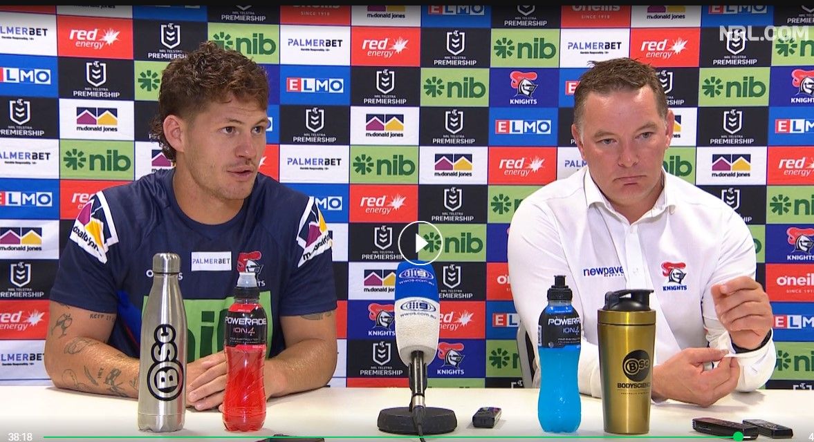 Knights superstar Kalyn Ponga and coach Adam O&#x27;Brien address the media after their loss to Manly.
