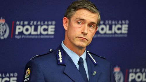 New Zealand Police Commissioner Andrew Coster speaks to the media.