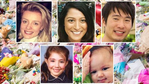 Jess Mudie, Bhavita Patel, Matthew Si, Thalia Hakin, Zachary Bryant and Yosuke Kanno (not pictured) were killed on Bourke Street. (9NEWS)