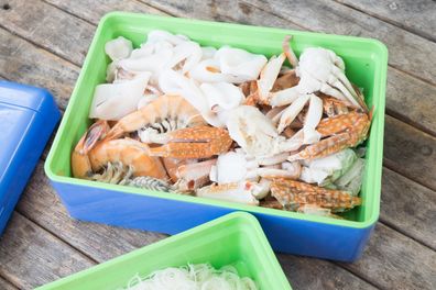 Fish and crabs in an Esky
