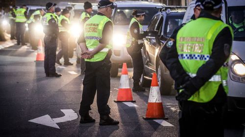 NSW Police on the border with Victoria in July of this year.