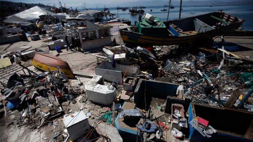 A fishing village in ruins. (AAP)