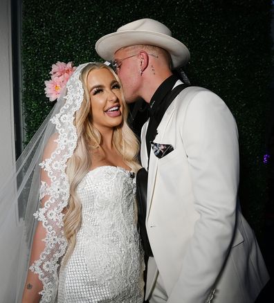 Jake Paul and  Tana Mongeau get married at Graffiti House on July 28, 2019 in Las Vegas, Nevada. 