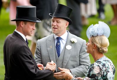 Prince William, Duke of Cambridge, Mike Tindall and Zara Tindall attend day one of Royal Ascot at Ascot Racecourse on June 18, 2019 in Ascot, England 
