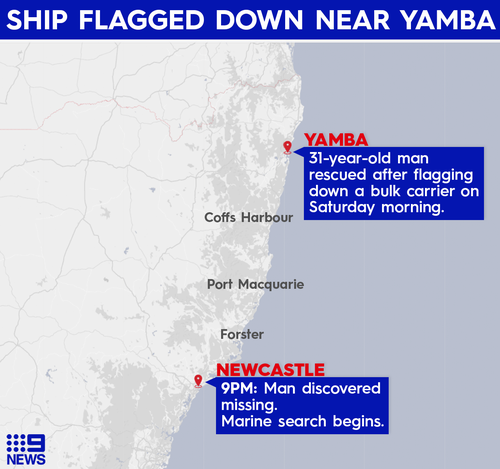 Newcastle yacht rescue stow away.