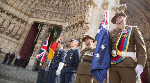The Allies were joined by Germany representatives at the commemoration. Picture: AAP