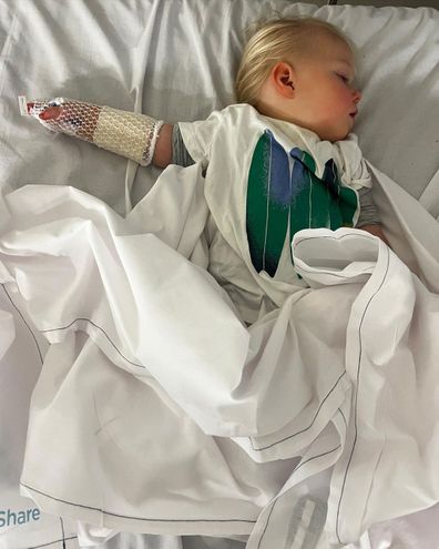 Sarah Stevenson son Malakai in hospital. 
