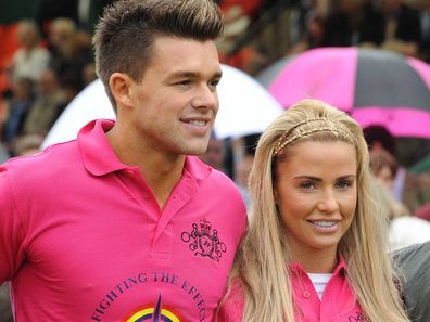 TIDWORTH, UNITED KINGDOM - JULY 14: Leandro Penna and Katie Price pose for photographs after the Rundle Cup at Tidworth Polo Club on July 14, 2012 in Tidworth, Wiltshire. (Photo by Stuart Wilson/Getty Images)