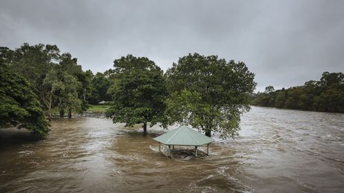Floodwaters across Ross River in Townsville.