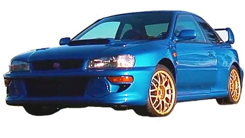 An image released by police of the blue WRX believed to be involved in the shooting. (Supplied)