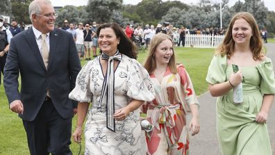 Prime Minister Scott Morrison and Jenny Morrison with daughters Abbey and Lily.