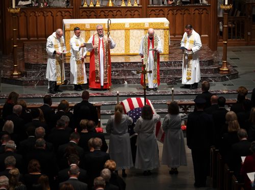 The funeral service for former President George HW Bush at St Martin's Episcopal Church in Houston.