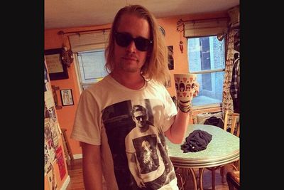 "Let's get meta," Macauley wrote alongside this Twitter picture of himself wearing a t-shirt of the t-shirt. Meta indeed! <br/><br/>(Image: Pizza Underground/Twitter)