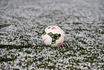 The game between the Wanderers and the Glory was delayed due to hail. (AAP)