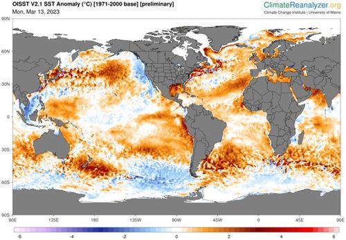 Record ocean warmth has returned to high levels as La Nina is ushered out. 