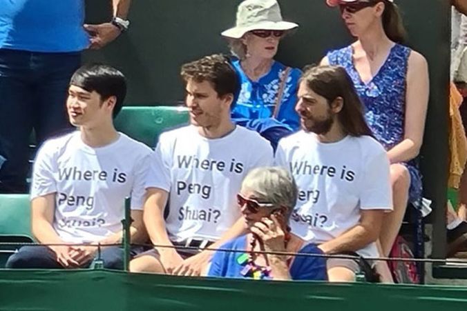 Activists wear &#x27;Where is Peng Shuai? T-shirts into courtside seats at Wimbledon.