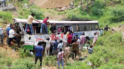 At least 55 killed as overloaded bus plunges into gorge in India