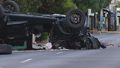 A﻿ car has flipped onto its roof in a serious crash early this morning in Adelaide. Emergency services responded to reports of a single-car-crash on Glen Osmond Road in Eastwood at about 6am.