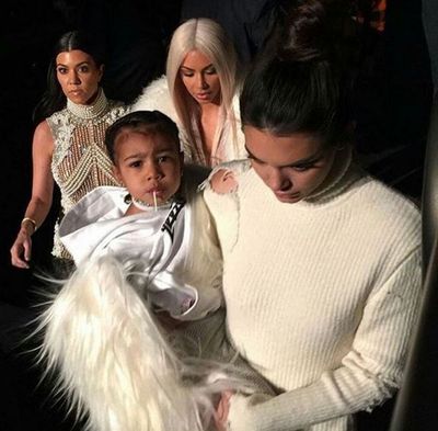 Before the show started the crowd was asked to be quiet so that Kim Kardashian-West, Kourtney Kardashian, Kendall Jenner and North West could make a grand entrance into the stadium.