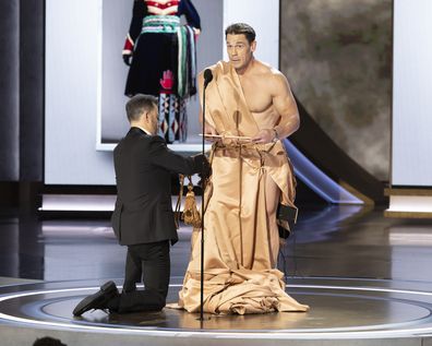 Jimmy Kimmel and John Cena during the the 96th Annual Academy Awards in Dolby Theatre at Hollywood & Highland Center in Hollywood, CA, Sunday, March 10, 2024. 