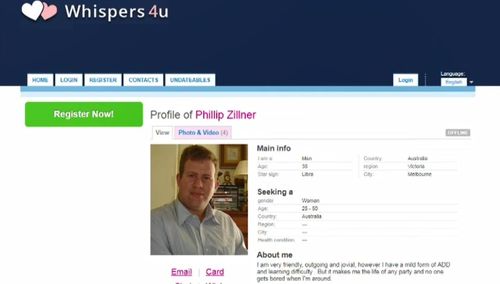 Zillner's dating profile on Whispers4u has been revealed. 