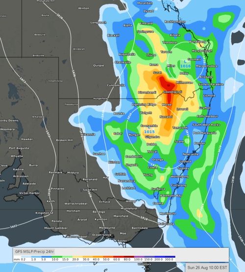 Up to 60mm of rain is tipped to fall over Moree and Goondiwindi on Sunday before the weather system moves out over sea.